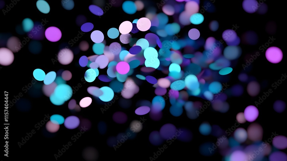 Poster abstract colorful bokeh lights floating in darkness