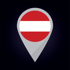 Austria Flag on Location Pin. vector illustration