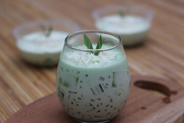 Delicious Pandan Sago Dessert in Glass