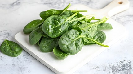 Obraz premium Fresh spinach preparation kitchen food photography bright lighting top view healthy eating concept