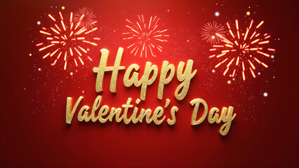 Happy Valentine's Day graphic design with fireworks. Concept of love, celebration, and festivity.