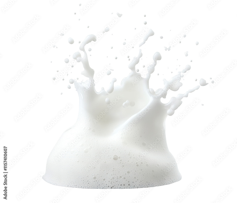 Poster dynamic splash of soapy foam, isolated on transparent cutout background