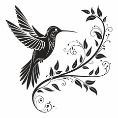 Hummingbird Wings vector silhouette black design white background