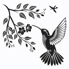 Hummingbird Wings vector silhouette black design white background