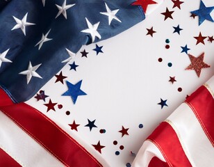 Fototapeta premium Independence Day Card - Usa Flag With Sparkler On Black Stone And Abstract Bokeh 