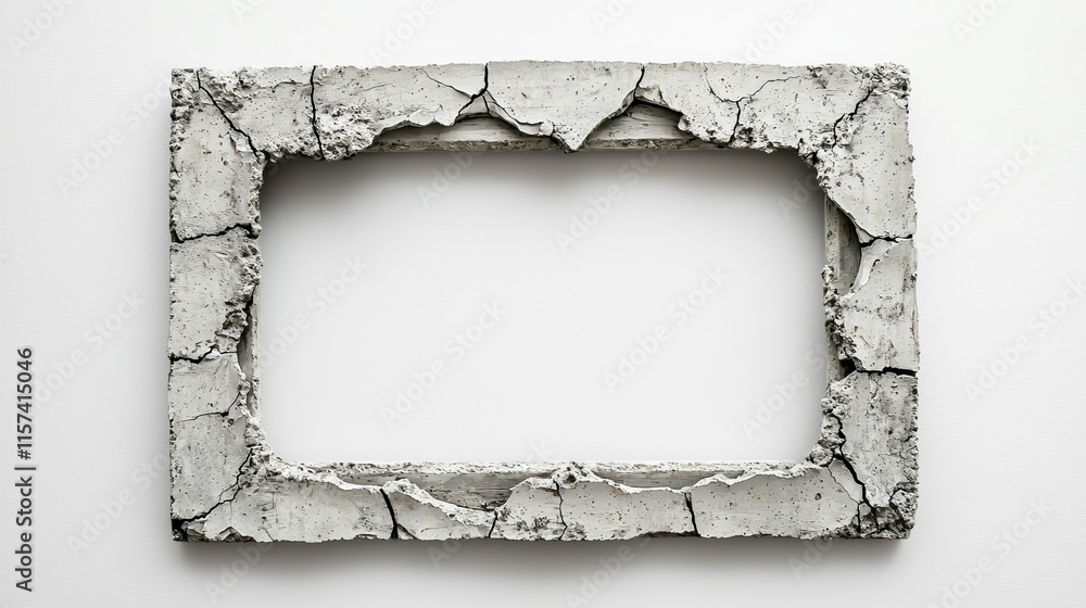 Poster a weathered concrete frame with a cracked surface, showcasing texture and an empty center for potent