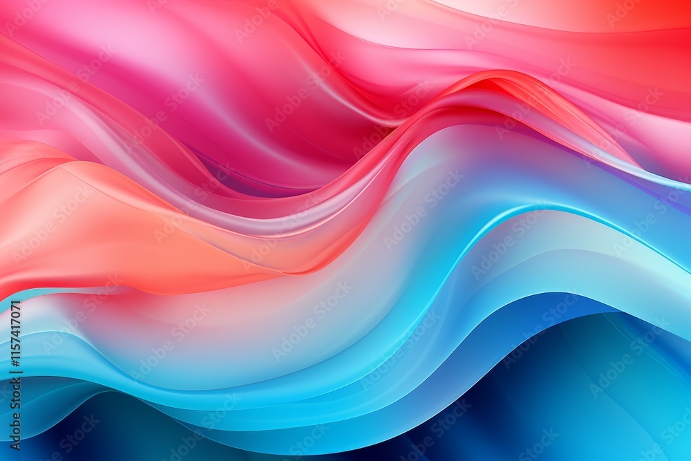 Poster vibrant colorful wavy abstract background featuring textured layers of translucent fabric