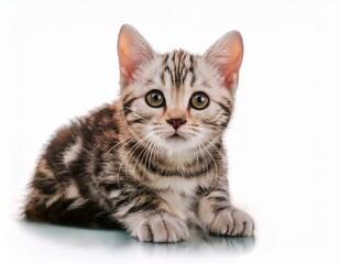 Little bengal kitten on the white fury blanket