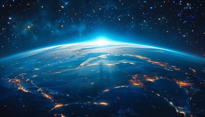 Obraz premium Breathtaking View of Earth from Space with Stunning Colors and Starry Background