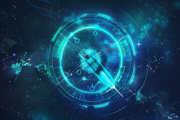Astrological abstract composition with zodiac circle in signs and symbols, abstract vivid composition consists of fictional unreal fantastic vision on background