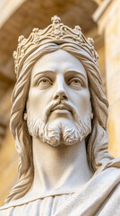 Stone Statue of Jesus Christ Wearing a Crown