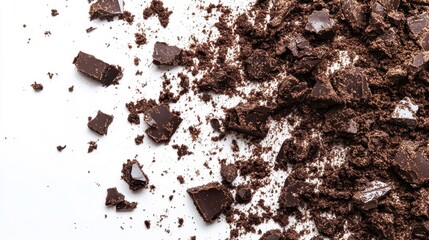 Rich Chocolate Brownie Crumbs on a Tabletop