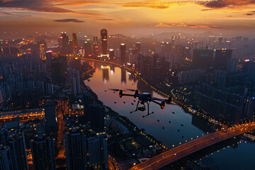 Fototapeta premium commercial drones in action, dynamic and cinematic view, high-definition shots