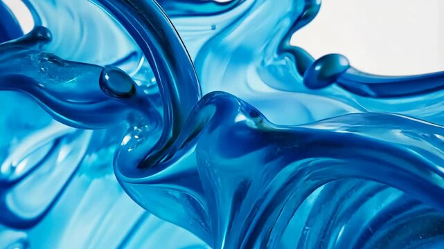 Intricate patterns of swirling blue liquid create a stunning visual effect in abstract art composition