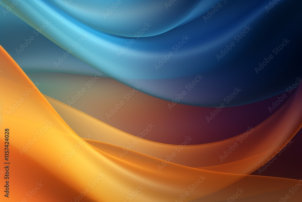 Poster colorful wavy abstract background featuring textured layers of translucent fabric design
