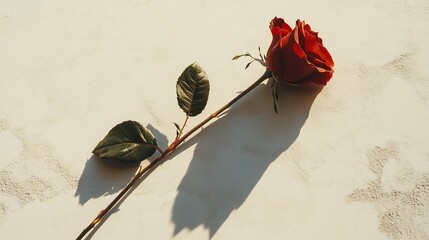 Enchanting Single Red Rose on Concrete Surface
