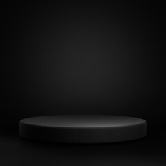 3D illustration of a product circular podium with black background