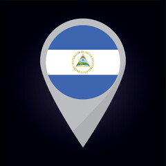 Nicaragua Flag on Location Pin. vector illustration