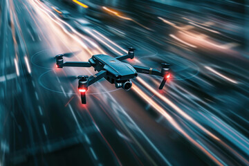 High-speed tracking footage capturing autopilot drones in motion, cinematic tone