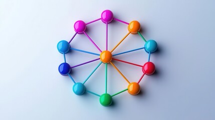 Obraz premium Visual representation of a diversified investment network, with colorful nodes depicting various funds and their interconnectedness