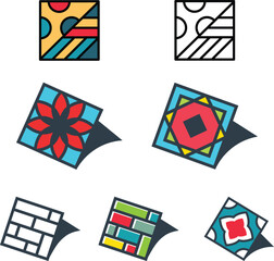 Set of the different mosaic tiles