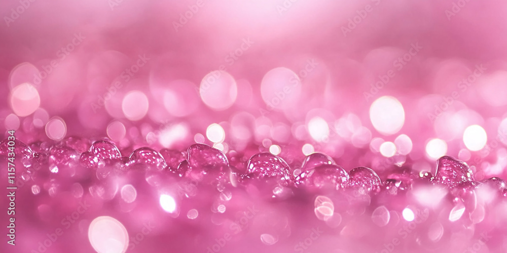 Poster Soft pink droplets with a bokeh background creating a dreamy and romantic atmosphere