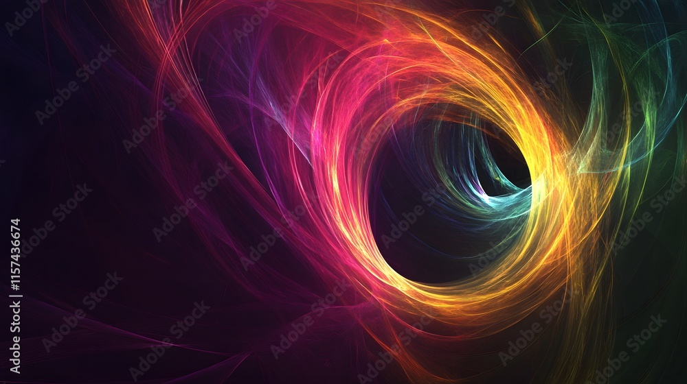 Poster dynamic abstract swirl digital art colorful background dark environment artistic view visual concept