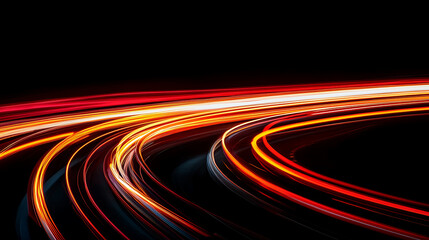 Dynamic light trails on a dark background