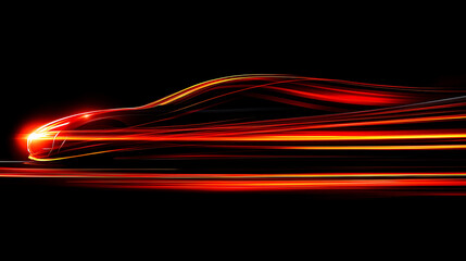 Dynamic car silhouette with vibrant light trails