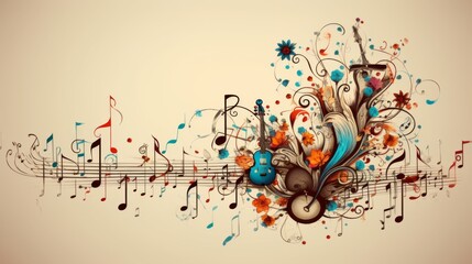music notes, popular design bright color