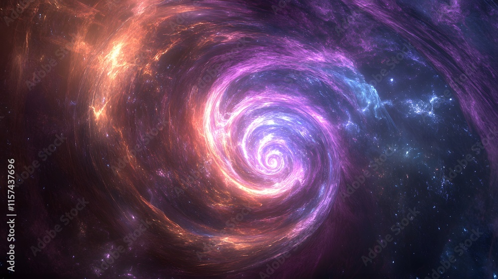 Poster galactic spiral formation outer space digital art cosmic environment wide-angle view abstract concep