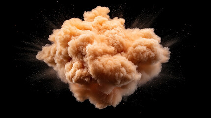 Orange Dust Cloud Explosion on Black Background