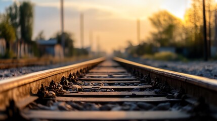 a train track with a blurry background