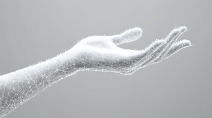 Extended male hand open and ready to help. Human arm giving. Connection structure. 3D vector illustration with empty place. Can be used for brochure, poster, presentation, flyer or banner.