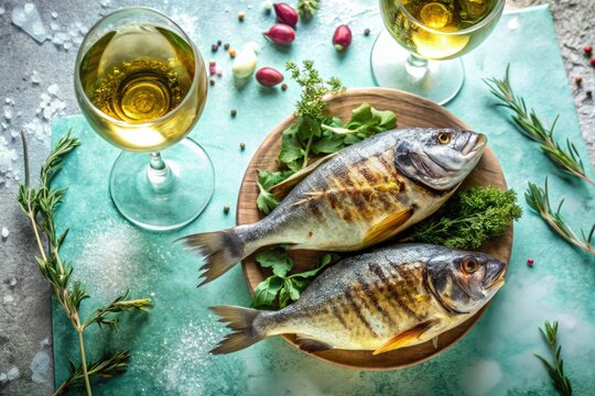 Romantic stone setting, grilled dorado, exquisite wine: a captivating double exposure dining experience. - Powered by Adobe