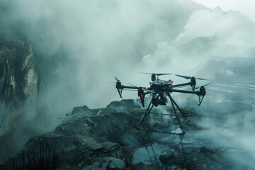Obraz premium Professional scenes showcasing advanced quadcopter, scenic environment