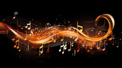 music notes, popular design on the black background