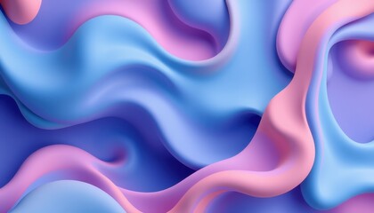 Obraz premium Abstract Pastel Blue Pink Swirling Fluid Shapes Design