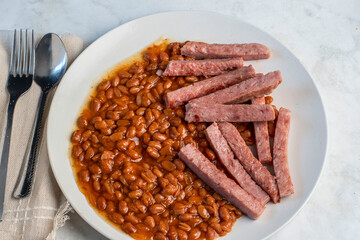 baked  beans along with  spam fries
