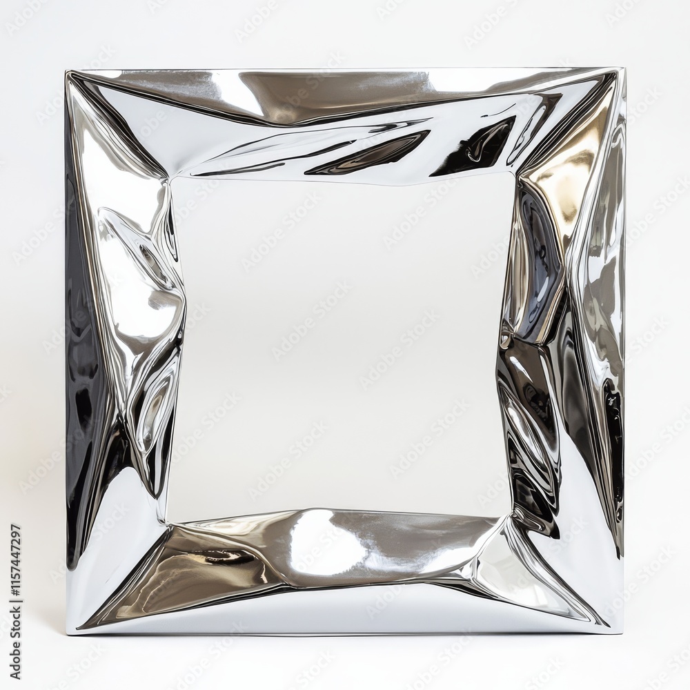 Aufkleber metallic frame: a striking close-up of a uniquely shaped metal frame. the polished surface reflects 