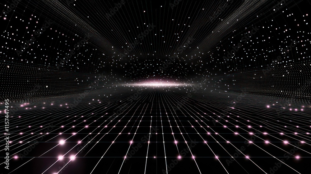 Poster grid surface. abstract science or technology background. digital background with glowing particles a