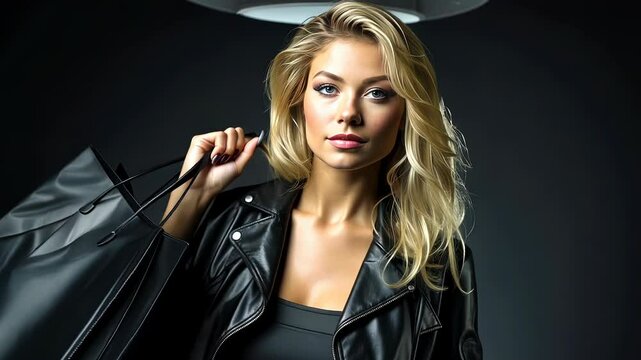 Elegant woman showcases fashion versatility with trendy accessories in a chic urban setting