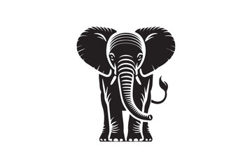 simple and unobtrusive elephant vector silhouette illustration isolated in white background
