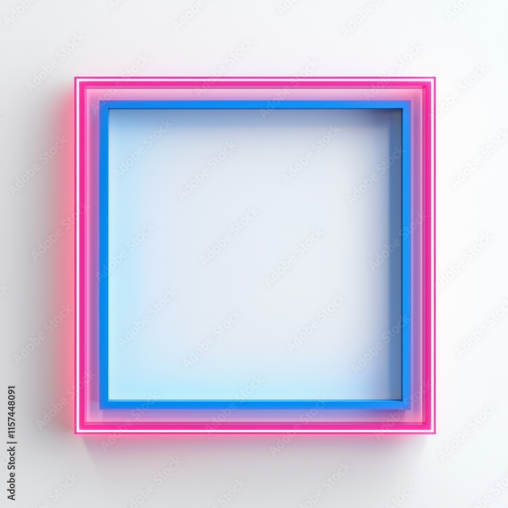 Poster neon square frame: a vibrant, minimalist design featuring a square frame crafted from bold neon pink