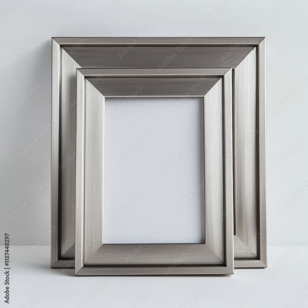Poster silver picture frames: a simple yet elegant composition of two silver picture frames nested together