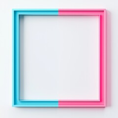 Pastel Pink and Blue Frame: A minimalist square frame with a vibrant split design, half pastel pink and half pastel blue, offering a clean and modern aesthetic perfect for showcasing text or images. 