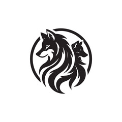 Black Color Wolf silhouette design Vector Illustration, Solid White Background 1.eps