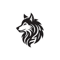 Black Color Wolf silhouette design Vector Illustration, Solid White Background 11.eps