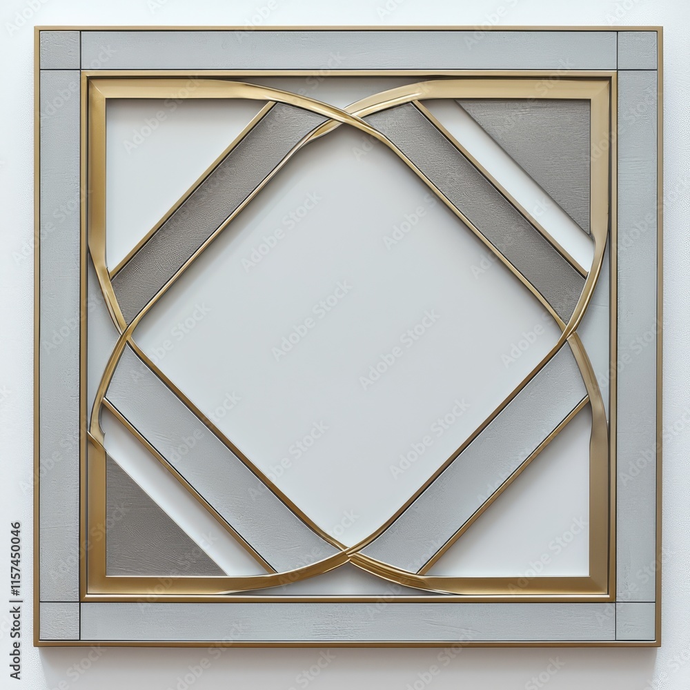 Poster geometric art deco frame: a sophisticated art deco frame with geometric patterns and subtle color pa