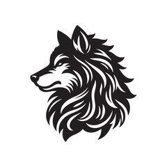 Black Color Wolf silhouette design Vector Illustration, Solid White Background 15.eps